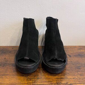Cecelia Black Suede Open Toe Lifts